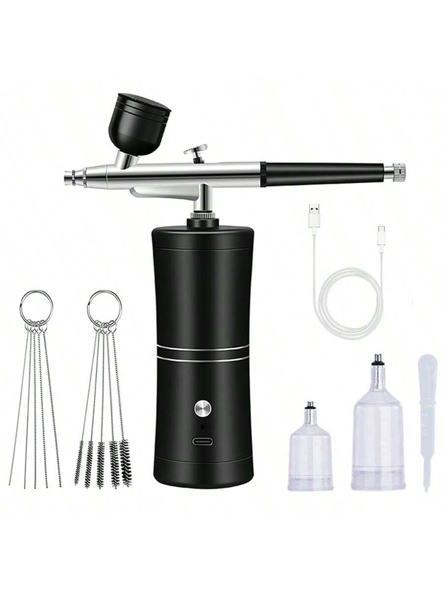 Professional Cordless Airbrush Kit USB Rechargeable Portable Lightweight For Painting Makeup Haircuts Nail Art More With Cleaning Brushes Tools