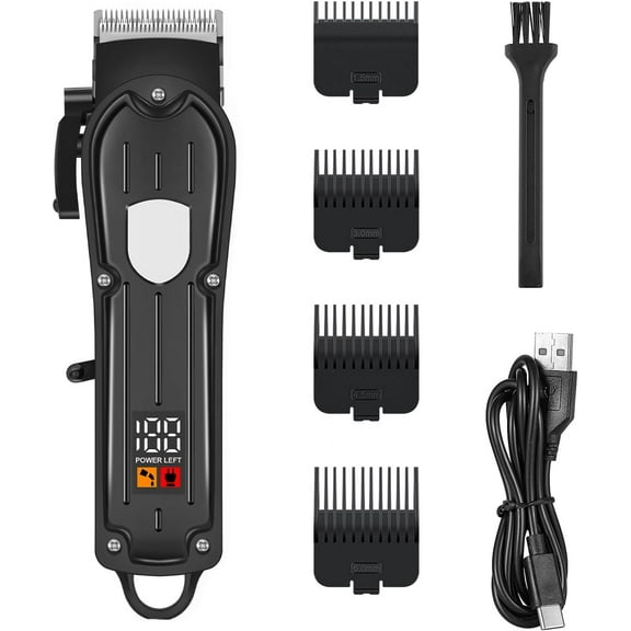 Professional Cordless Hair Clippers for Men, Barber Clippers with Adjustable Precision Blades, Mens Beard Trimmer, LED Display, Professional Barbers & Home Haircutting