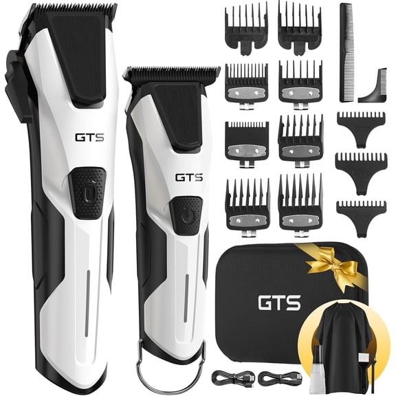 Professional Cordless Hair Clippers and Trimmer Set for Men Fade Kit White