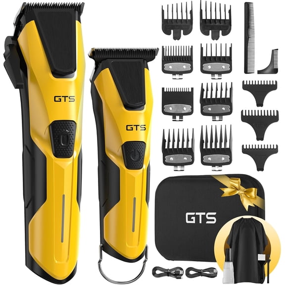 Professional Cordless Hair Clippers and Trimmer Set for Men Fade Kit Yellow