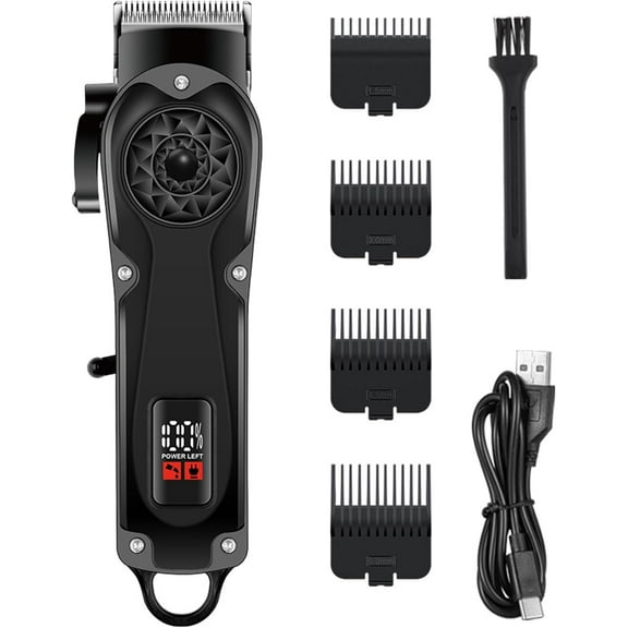 Professional Cordless Hair Clippers for Men, Adjustable Hair Trimmer Barber Clippers, Mens Beard Trimmer, LED Display, Rechargeable