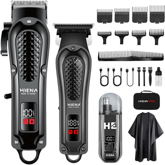 Professional Cordless Hair Clippers for Men, Beard Trimmer & Nose Hair Trimmer Set, Rechargeable Electric Barber Hair Cutting Grooming Kit