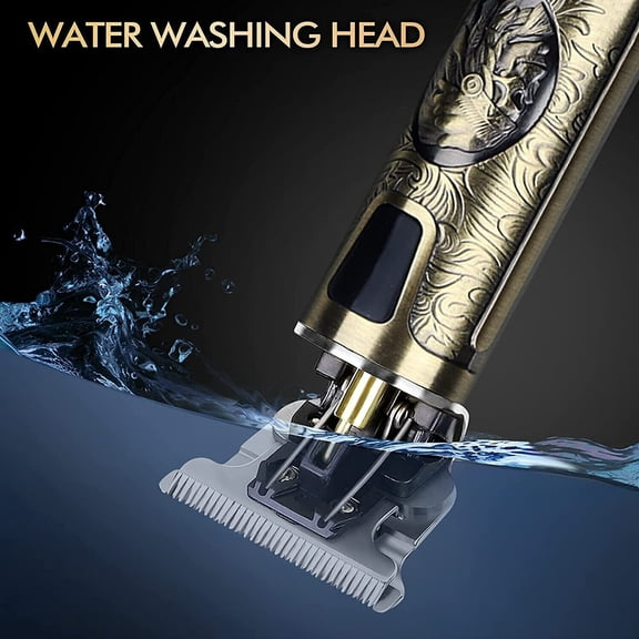 Professional Cordless Hair Clippers for Men LCD Display Zero Gapped T-Blade Beard Trimmer Kit USB Quick Charge Waterproof Portable