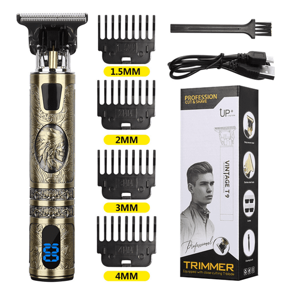 Professional Cordless Hair Clippers for Men, T-Blade Trimmer with LCD Display and 4 Guide Combs, USB Rechargeable