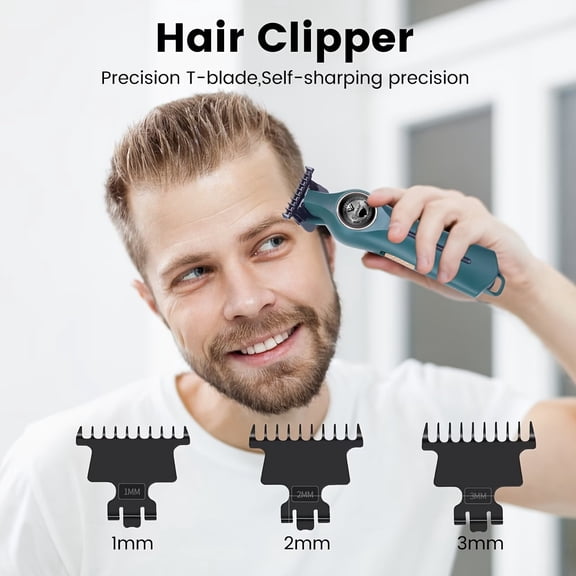 Professional Cordless Hair Clippers for Men - Zero Gapped Hair Trimmer & Beard Edger - Stylish Green Finish