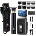 thumbnail image 1 of Professional Cordless Men's Hair Clipper Set, 6500RPM Motor, Stainless Steel Blades, 150min Runtime, LED Display, USB Rechargeable, Trimmer/Beard/Sideburn Tool for Home/Barber Shop, 1 of 6