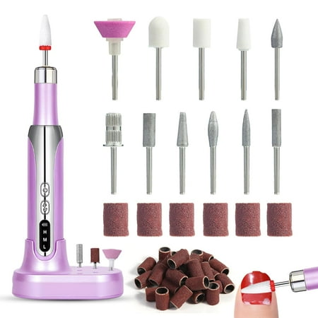 Professional Cordless Nail Drill Kit: 3-Speed Adjustable, Ultra-Quiet Electric Manicure Tool with 12 Bits & 31 Bands for Salon/Home Nail Art, Rechargeable & Portable
