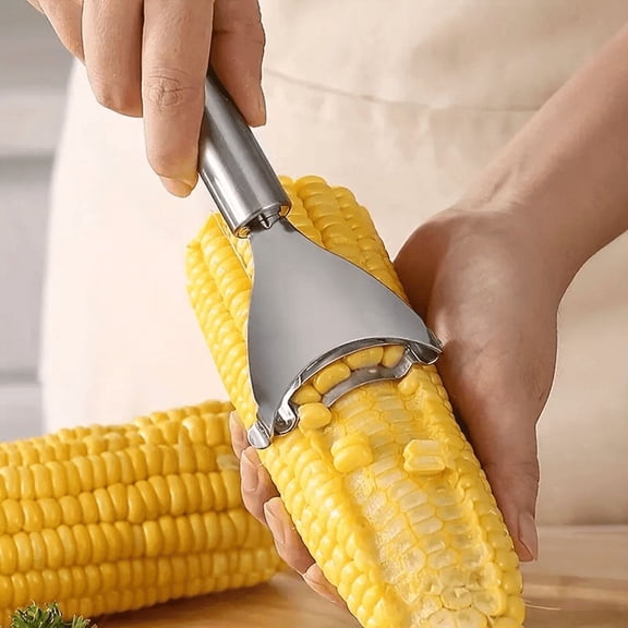 Professional Stainless Steel Corn Peeler Tool, Effortless Corn Kernel Remover with Ergonomic Non-Slip Handle, Fast Corn Stripper for Kitchen Meal Prep