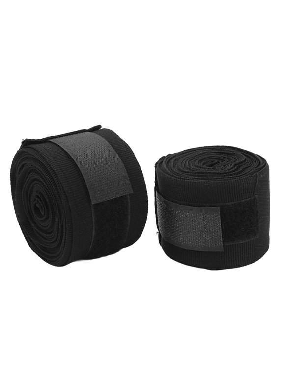 Professional Cotton Boxing Handwraps 16.4ft / 5m Sports Protective Wraps for Kickboxing Muay Thai Boxing MMA Training Support Black 2 Pcs