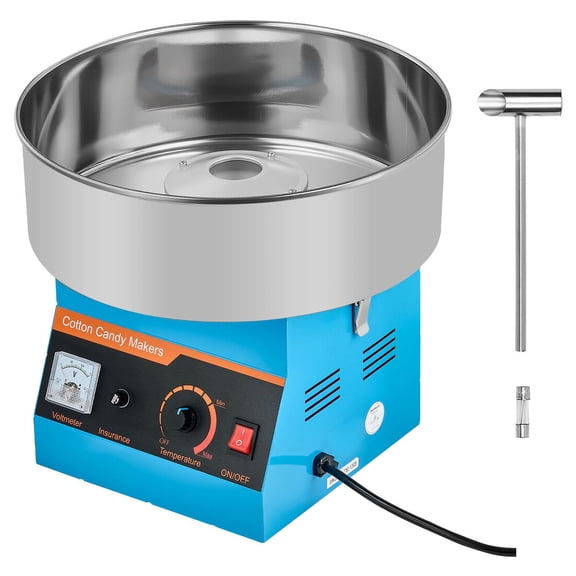 Professional Cotton Candy Maker with 15 Inch Steel Bowl 1000W Electric Candy Floss Machine for Parties Events and Homemade Hard Candy Blue