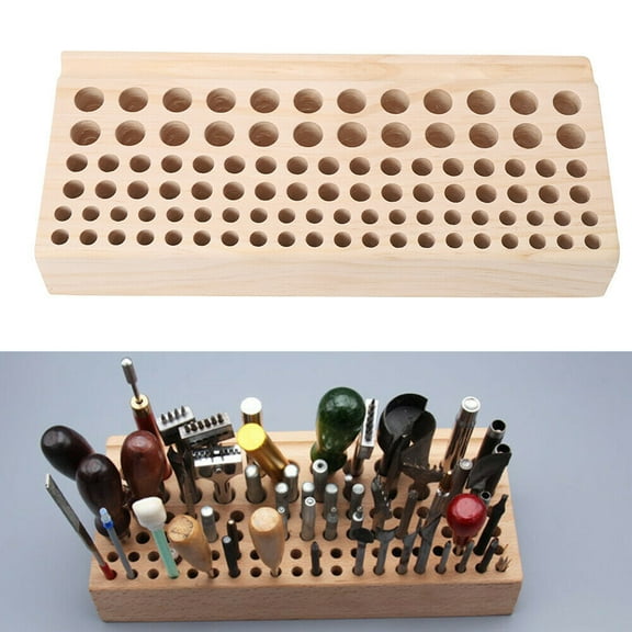 98 Holes Stable Rectangular Wooden Tools Organizing Storage Log Color Professional Craft Tool Holder