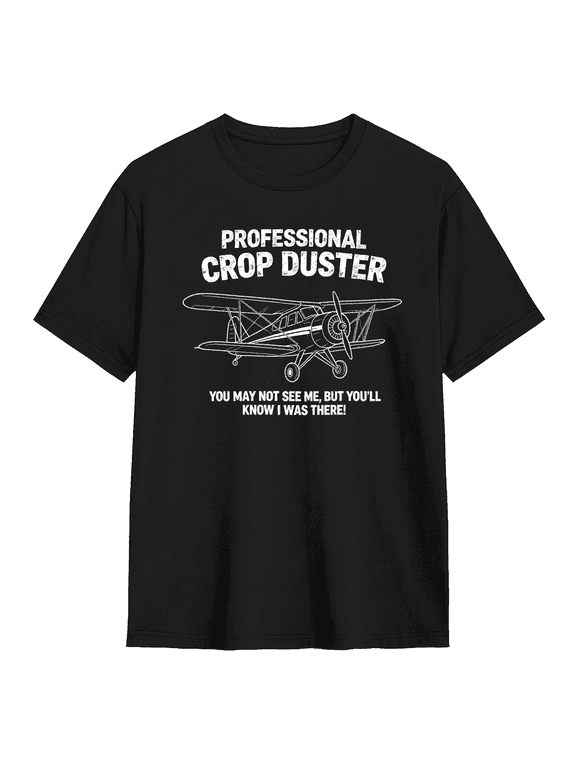 Professional Crop Duster Airplane Aviation Graphic Tee for Men and Women, Retro Pilot Hobby Cotton Short Sleeve T Shirt