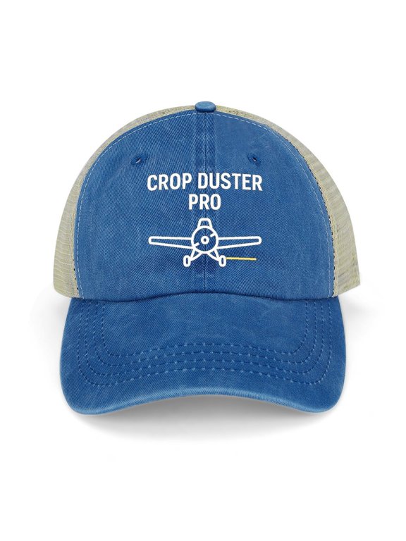 Professional Crop Duster Dark Blue Adjustable Trucker Baseball Cap for Men Women, Mesh Snapback Hat