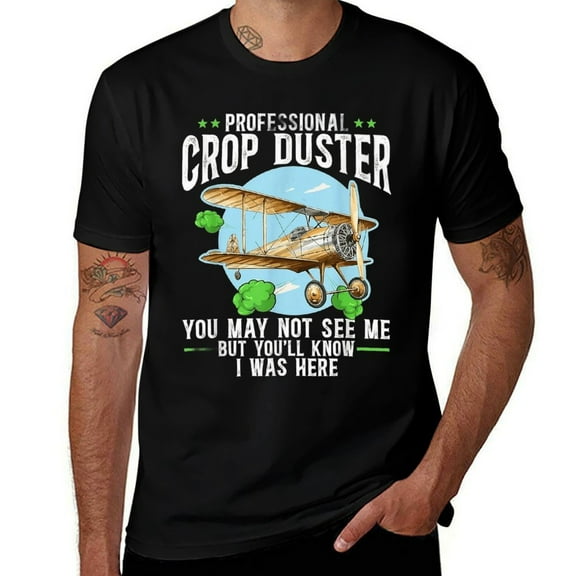 Professional Crop Duster Graphic Mens T Shirts Cotton Short Sleeve T-Shirt Crew Neck Tees Casual Shirt
