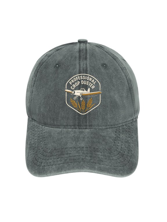 Professional Crop Duster Gray Baseball Cap 100% Cotton Hats for Men Hats for Women