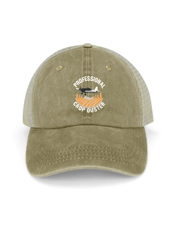 Professional Crop Duster Khaki Unisex Vintage Washed Cotton Baseball Cap Adjustable Size Dad Hat