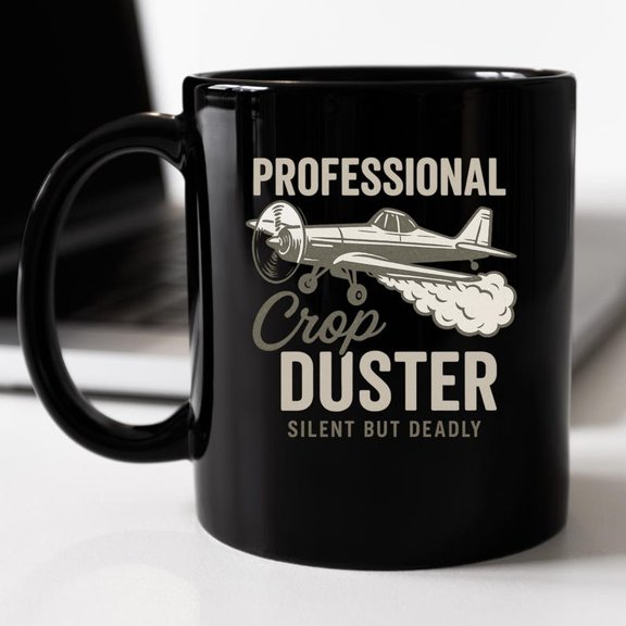 Professional Crop Duster Mug - FunniL1ent But Deadly Coffee Cup, Vintage Airplane Humor Gift for Pilot, Farmer, or Coworker