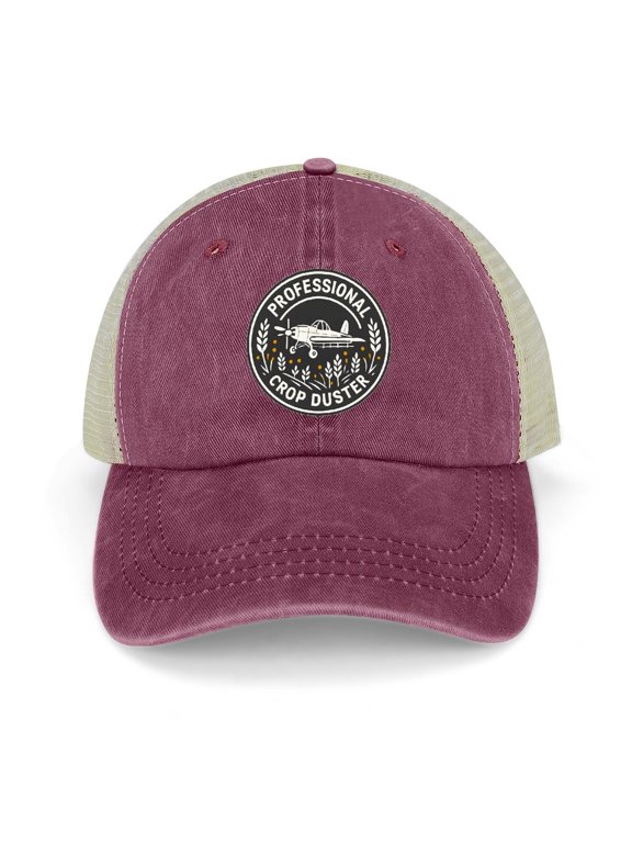 Professional Crop Duster Wine Red Trucker Hat for Men Women, Adjustable Mesh Back Baseball Cap