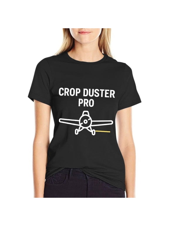 Professional Crop Duster Women's T Shirts Short Sleeve Tees Graphic Summer Tops Small