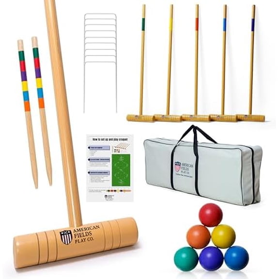 Professional Croquet Set for Adults  Deluxe Croquet Sets for Families with 35'' Wooden Mallets, Polymer Balls, Carrying Bag  Classic Outdoor Game for Kids and Lawn Play$$Sport & Recreation Other