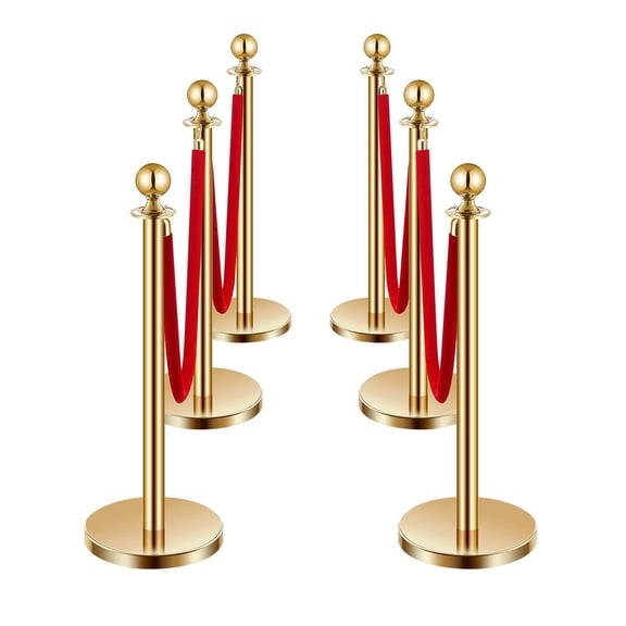 Professional Crowd Control Stanchions with Red Velvet Ropes & Gold-Plated Posts, 6 Count by [Brand Name]