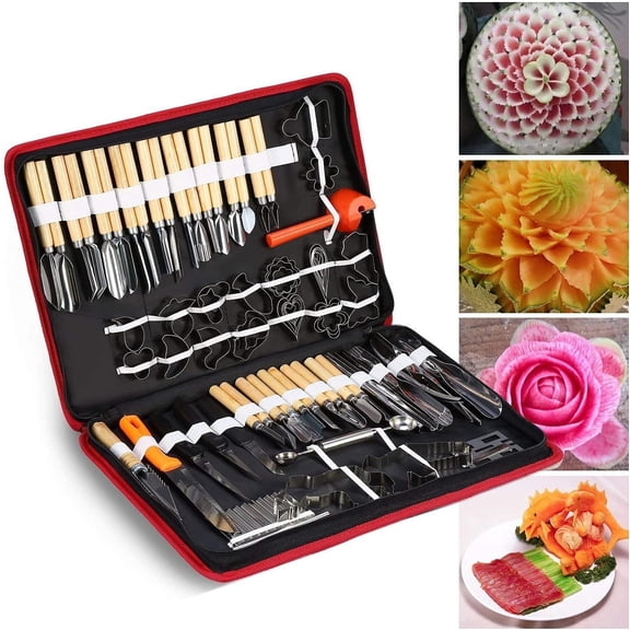Professional Culinary Carving Kit - 80 Piece Food Sculpting Tools Set with Gift Box for Fruit, Vegetable, Pumpkin & Cake Garnishing
