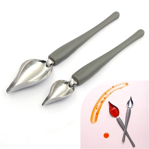 Professional Culinary Precision Decorating Spoons Set, 2 Pcs Stainless Steel Chef Drizzling Spoons with Non-Slip Handles for Sauce Chocolate Dessert