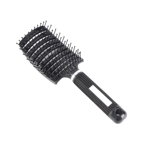 Professional Curved Massage Hair Brush for Detangling, Anti-Static Salon Styling Comb, Black