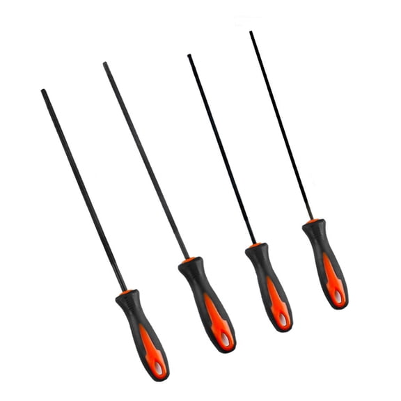 Professional Cut Chain File Set Pack of 4 Round Files Ergonomic Handle Strong Chainsaw Round Files for Sharpening Use