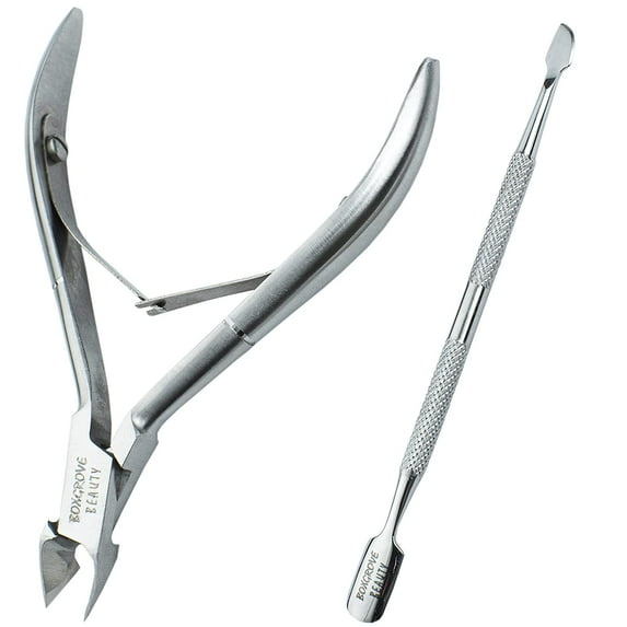 Professional Cuticle Cutter & Pusher Trimmer Manicure Tools with Double Spring Perfect Nail Care Tool for Manicure & Pedicure Beauty at Home/Spa/Saloon (Silver)
