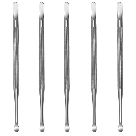 Professional Cuticle Pusher and Spoon Nail Cleaner, 5 Pack Dual Sided Stainless Steel for Nail Care by Beauty Tools