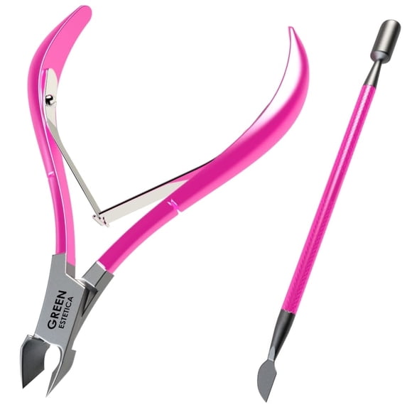 Professional Cuticle Trimmer Nail Cuticle Cutter Stainless Steel Cuticle Nippers with Sharp Blades of Cuticle Clippers Manicure Tools with Double Spring-Pink