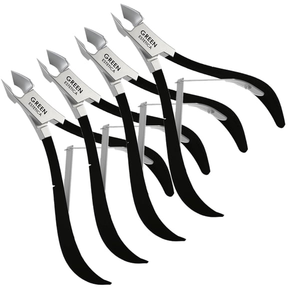 Professional Cuticle Trimmer Nail Cuticle Cutter Stainless Steel Cuticle Nippers with Sharp Blades of Cuticle Remover Clippers Manicure Tools Double Spring - Pedicure Nail Tools (Black - 4 Pack)