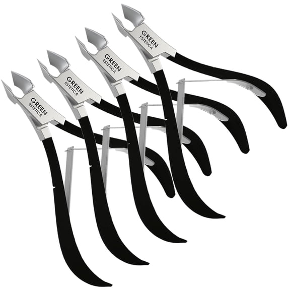 Professional Cuticle Trimmer Nail Cuticle Cutter Stainless Steel Cuticle Nippers with Sharp Blades of Cuticle Remover Clippers Manicure Tools Double Spring - Pedicure Nail Tools (Black - 4 Pack)