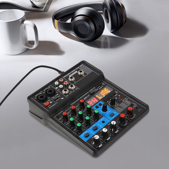 Professional DJ Audio Mixer, 4-Channel DJ Controller Sound Mixer, Mini 4-channel Audio DJ Mixer Console
