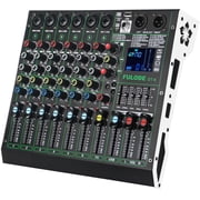 Professional DJ Audio Mixer,6 Channel Sound Mixing music Board With 99 DSP Effects,Console System PA Mixer with Bluetooth,w/USB,48V Phantom Power,Vocal Removal for Live Streaming StudioDT-6
