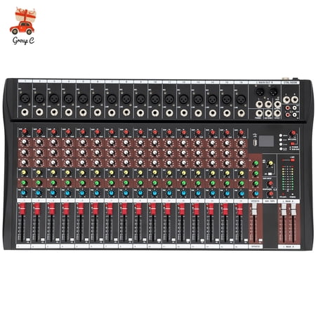 Professional DJ Audio Mixer, NEW BAXS 16 Channel Bluetooth Controller Sound Mixer, USB Interface, 16 XLR Mic/Line, AUX, FX Processor MP3 Player w/48V Phantom For Karaoke Studio Streaming Recording