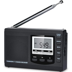 Professional DSP AM FM Shortwave Radio with 87 Presets, 7-Section Telescopic Antenna, Backlit LCD, Alarm & Sleep Timer, Battery or USB Powered for Emergency, Camping, Outdoor