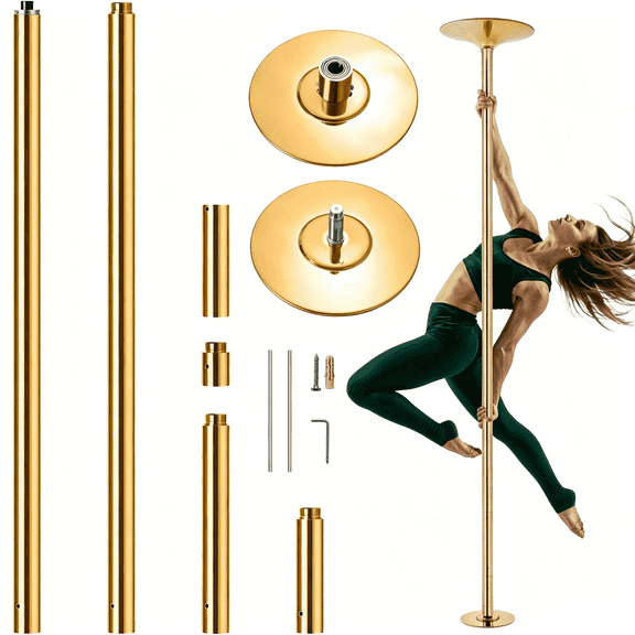 Fahuac Professional Dance Pole Kit, Heavy-Duty Steel, Height Adjustable, Dual Mode Spinning Static, Portable, 1 Count
