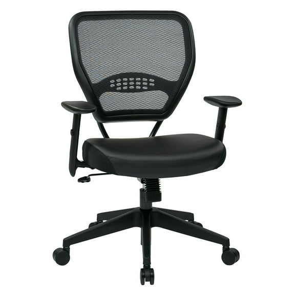 Professional Dark Air Grid Back Managers Office Chair Black Eco Leather Seat