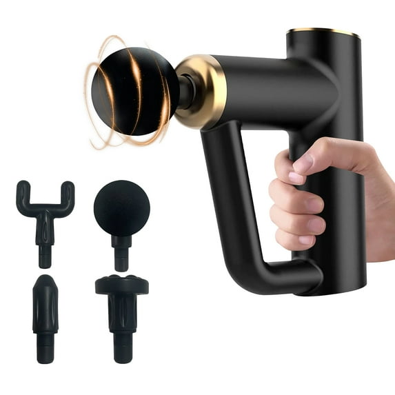 GLUAAE Professional Deep Tissue Percussion Muscle Massager with 6 Speeds and 4 Heads, Handheld & Portable Massage Gun for Athletes Foot Shoulder, Back, Neck Pain Relif