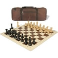 thumbnail image 1 of Professional Deluxe Carry-All Plastic Chess Set Black & Camel Pieces with Vinyl Roll-up Board & Bag - Brown, 1 of 7