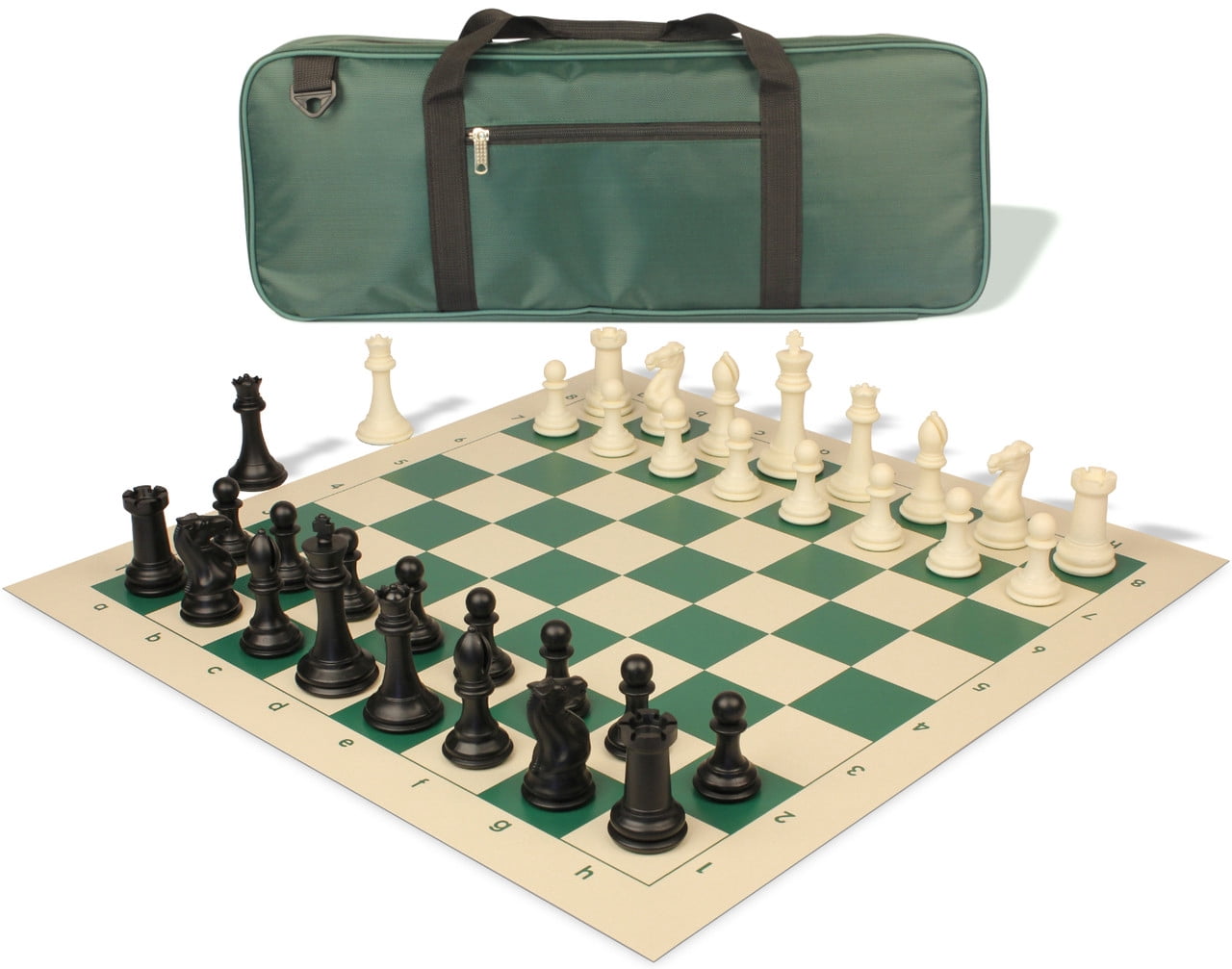 US Chess Federation Pouch-Style Demonstration Set With Deluxe Bag - White Plastic Pieces