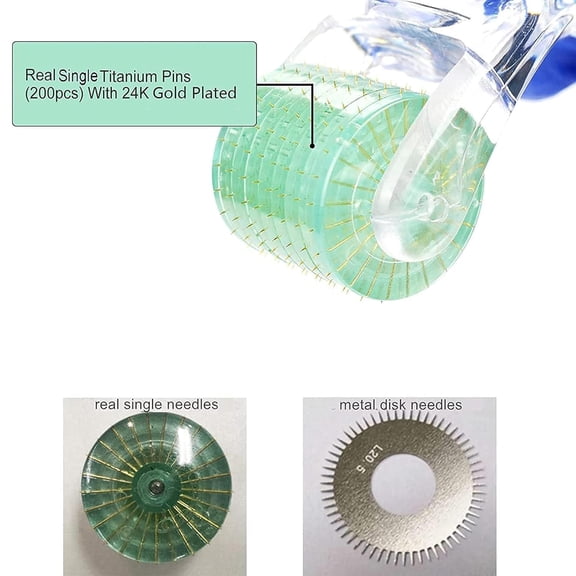 Professional Derma Roller, 200 Real Individual Titanium Microneedle Roller, Microneedling Roller for Face Body Scalp, Micro Needle Beauty Tool for Men Women