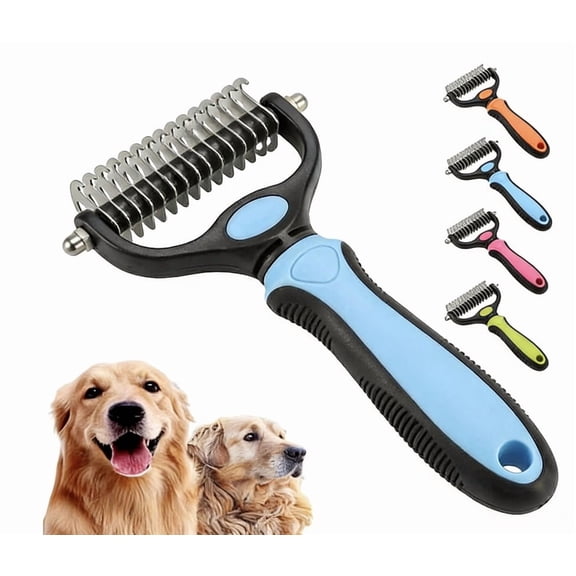 Professional Deshedding Tool for Dogs & Cats, Indoor Cat Double-Sided Brush Rake, Pets Hair Remover Shedding, Long Haired Dog Brushes, Undercoat Combs Supplies