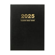 Global Printed Products 2025 Hardcover Daily Diary Journal and Planner, 6.25"x8.25", Black