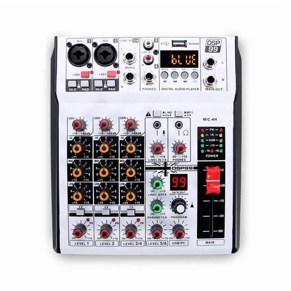 Professional Digital 4 Channel Audio Mixer Sound Mixing Console Stereo Mixers for DJ Recording Karaoke Bar US Plug,1 * Mixer 1 * Adapter
