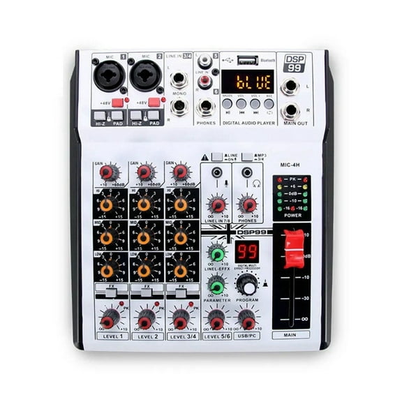 Professional Digital 4 Channel Audio Mixer Sound Mixing Console Stereo Mixers for DJ Recording Karaoke Bar US Plug