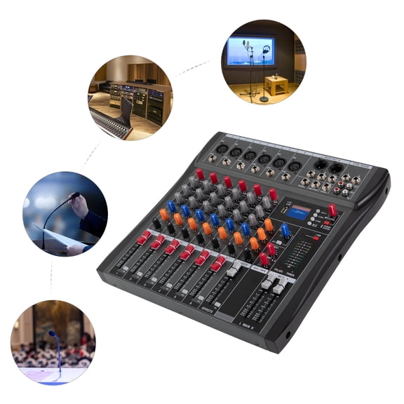 Professional Digital 6Channel Bluetooth Live Studio Audio Mixer Power Mixing USB