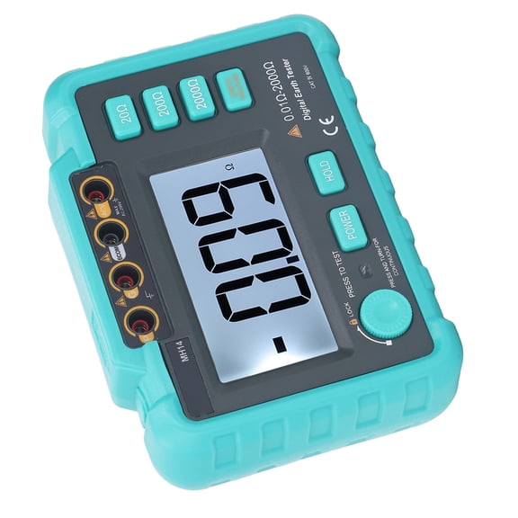 Professional Digital Grounding Resistance Tester and Electrical Megohmmeter, Accurate Measurement Multi-Range Ohmmeters (20 to 2000 Ohm) with Storage Bag and Test Lines, 11.0x9.4x4.7 inches